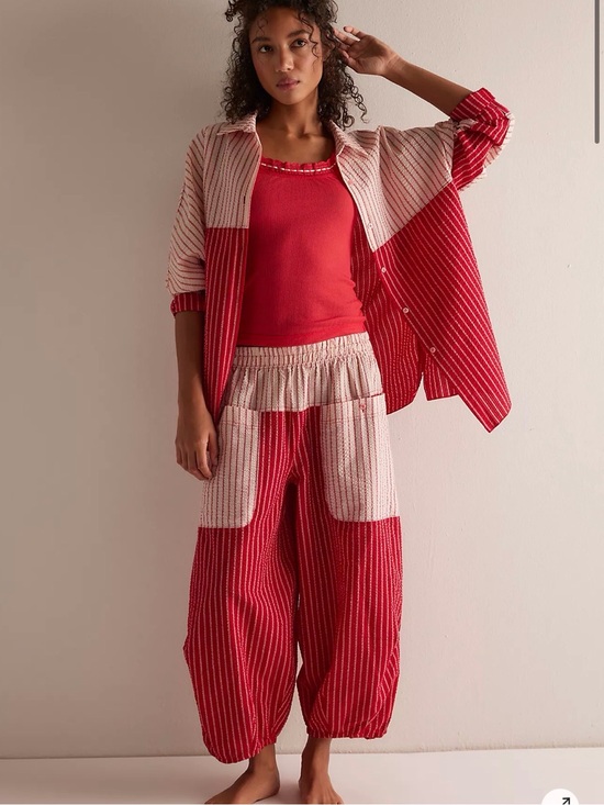 Free People Pants - Free People Intimately Stripes Red Pocket Balloon Barrel Parachute Pants small